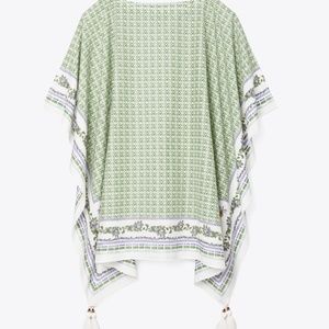 TORY BURCH PRINTED BEACH TUNIC  GARDEN  SWIM COVERUP CAFTAN M